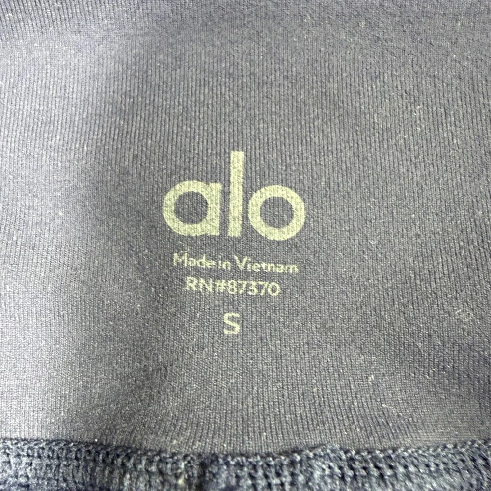 Alo Yoga High-Waist Goddess Leggings Women Small Navy Blue Black Ribbed Gym Run